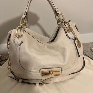 Elegant Cream Kristin Sage Leather Handbag